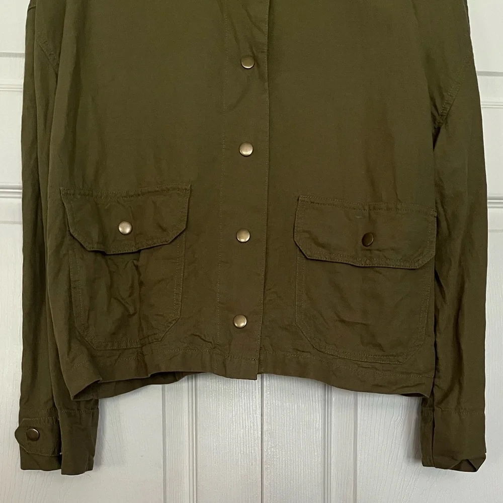 {Nicole Miller} Linen Blend Jacket in Olive Green - Womens XL